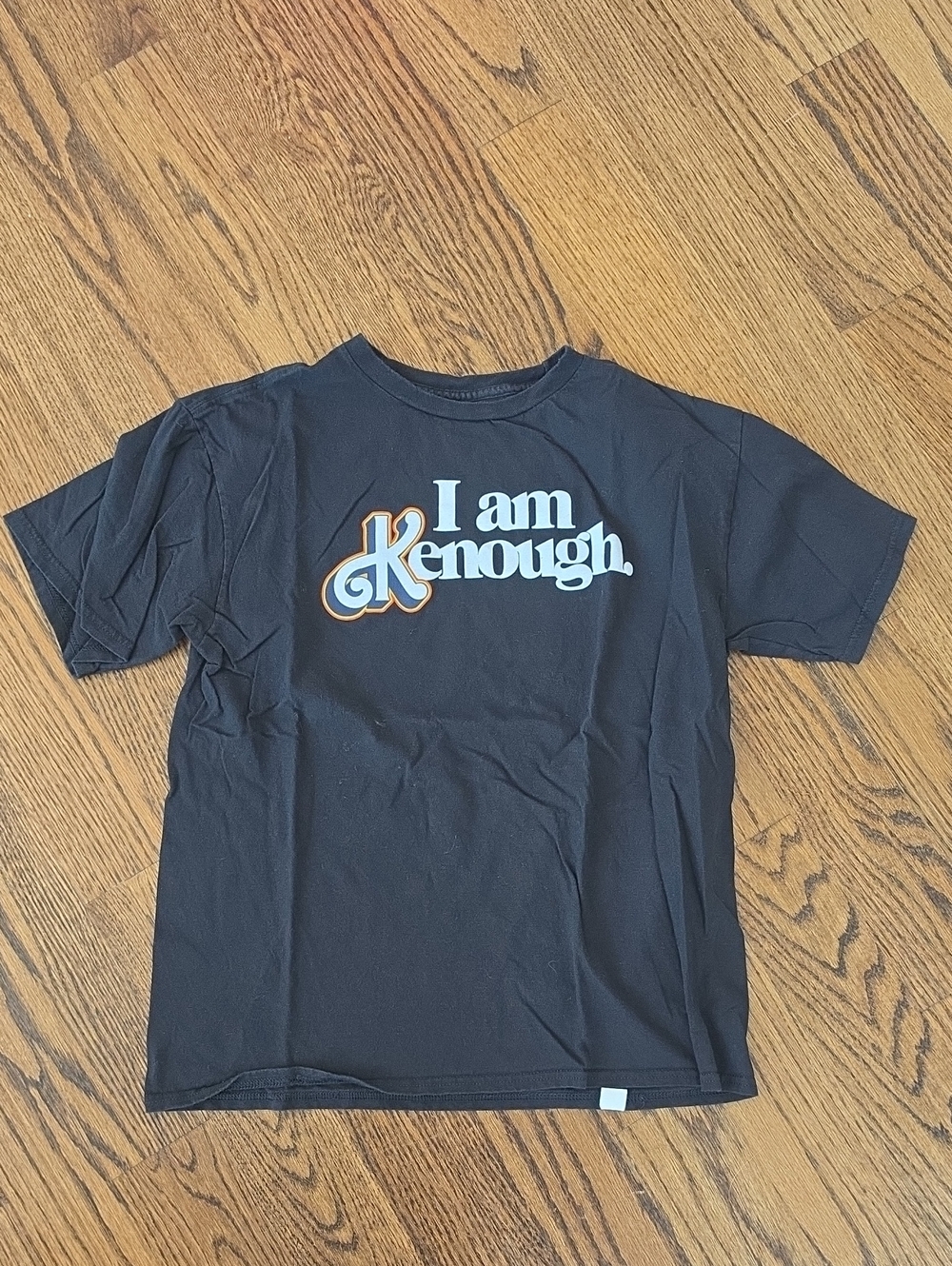 Barbie Black 'I Am Enough' Graphic Tee with Light Blue & Orange Accents